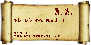 Mátéffy Marót névjegykártya